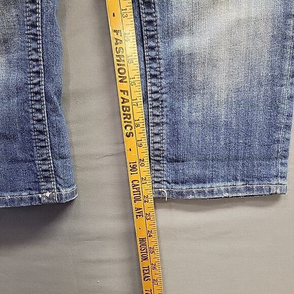 miss me jeans 29 JW5824P Cuffed Capri Embellished 21"Inseam Sparkling Butt Blue - Picture 5 of 11